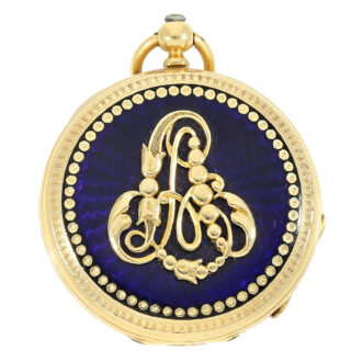French gold and enamel watch with matching chatelaine Circa 1850 French gold and enamel watch with matching chatelaine Circa 1850