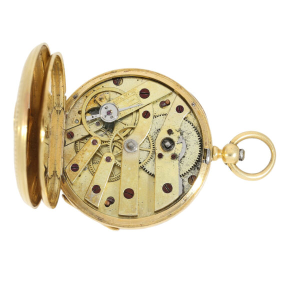 French gold and enamel watch with matching chatelaine Circa 1850 French gold and enamel watch with matching chatelaine Circa 1850