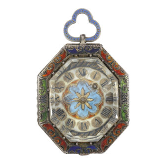 Austrian silver, enamel and rock crystal pendant watch Circa 1800