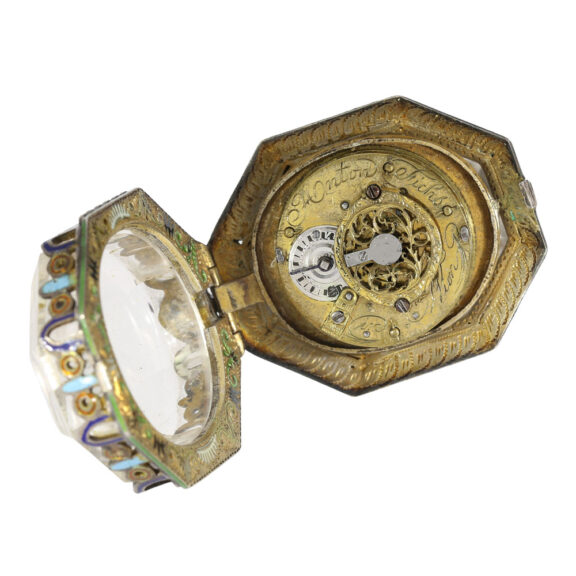Austrian silver, enamel and rock crystal pendant watch Circa 1800 Austrian silver, enamel and rock crystal pendant watch Circa 1800