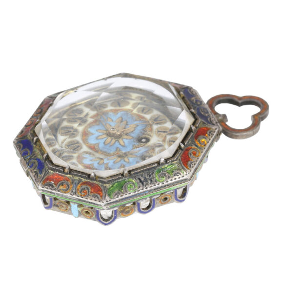 Austrian silver, enamel and rock crystal pendant watch Circa 1800 Austrian silver, enamel and rock crystal pendant watch Circa 1800