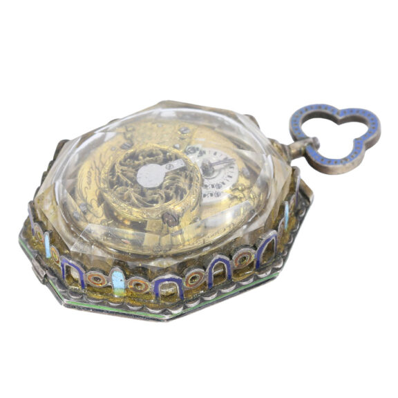 Austrian silver, enamel and rock crystal pendant watch Circa 1800 Austrian silver, enamel and rock crystal pendant watch Circa 1800