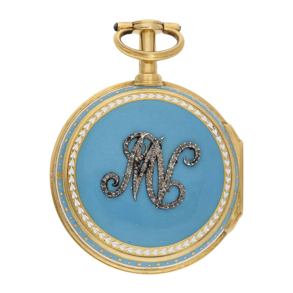 English gold, enamel and diamond set cylinder watch Circa 1780 English gold, enamel and diamond set cylinder watch Circa 1780