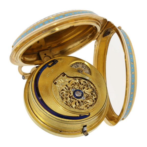 English gold, enamel and diamond-set cylinder watch Circa 1780 English gold, enamel and diamond-set cylinder watch Circa 1780