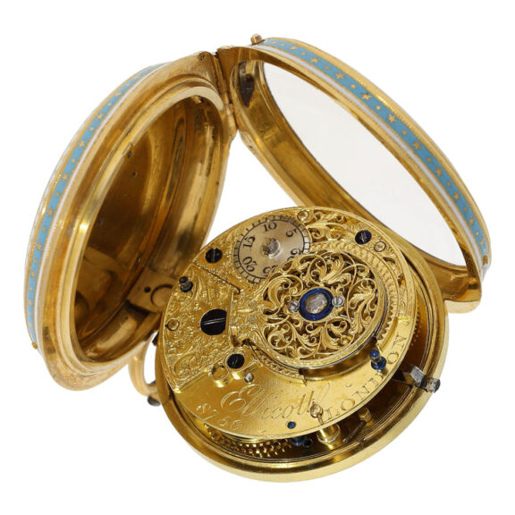 English gold, enamel and diamond-set cylinder watch Circa 1780 English gold, enamel and diamond-set cylinder watch Circa 1780