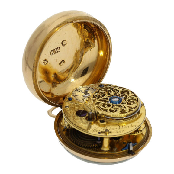 English gold and enamel pair cased verge watch Circa 1774 English gold and enamel pair cased verge watch Circa 1774