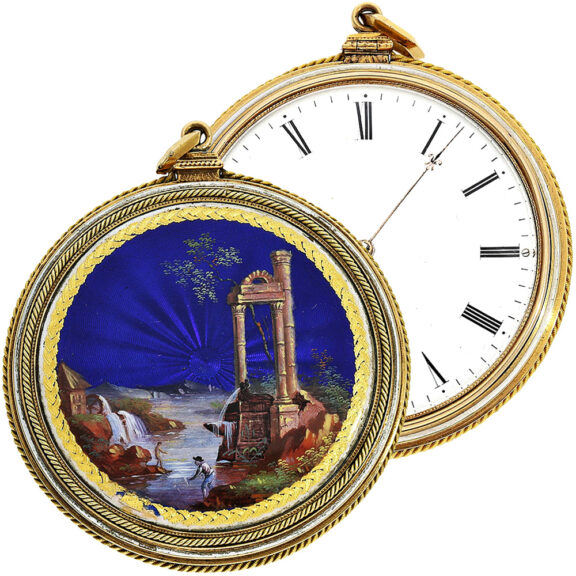 Swiss 18 carat gold and enamel lever pocket watch Circa 1830