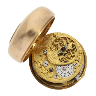 Swiss gold, enamel and stone-set verge with chatelaine Circa 1750