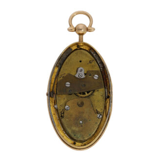 Miniature Swiss gold and enamel oval pendant watch Circa 1810
