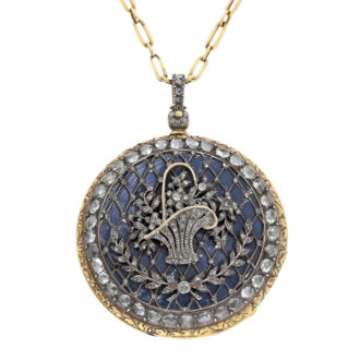 Swiss gold, enamel and diamond-set pendant watch Circa 1830-1885