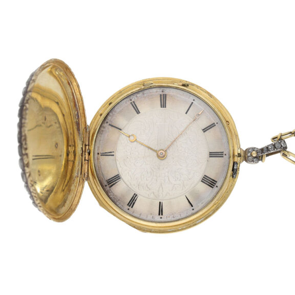 Swiss gold, enamel and diamond-set pendant watch Circa 1830-1885 Swiss gold, enamel and diamond-set pendant watch Circa 1830-1885