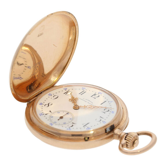 German 14K rose gold hunting cased precision watch Circa 1900 German 14K rose gold hunting cased precision watch Circa 1900