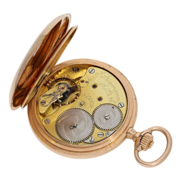 German 14K rose gold hunting cased precision watch Circa 1900 German 14K rose gold hunting cased precision watch Circa 1900