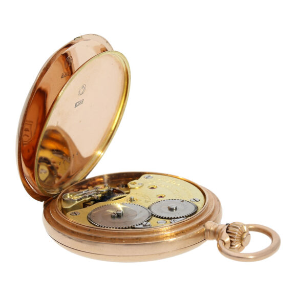 German 14K rose gold hunting cased precision watch Circa 1900 German 14K rose gold hunting cased precision watch Circa 1900