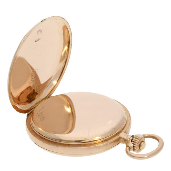 German 14K rose gold hunting cased precision watch Circa 1900 German 14K rose gold hunting cased precision watch Circa 1900