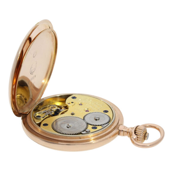 German 14K rose gold hunting cased lever watch Circa 1904 German 14K rose gold hunting cased lever watch Circa 1904