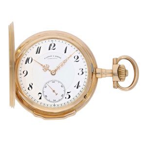 German rose gold hunting cased Louis XV watch Circa 1905