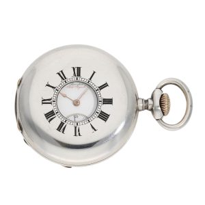 Historically interesting Swiss silver half hunting cased lever Circa 1882