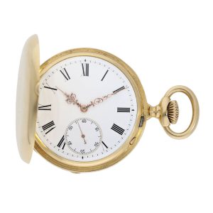 Swiss 18K gold hunting cased lever pocket watch Circa 1890