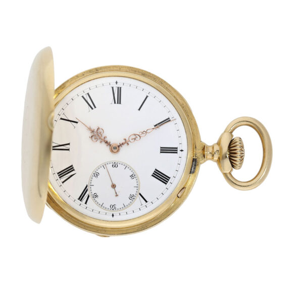 Swiss 18K gold hunting cased lever pocket watch Circa 1890