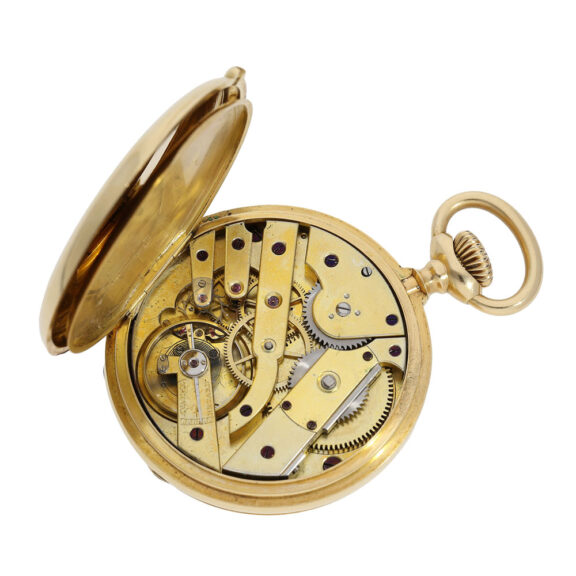 Swiss 18K gold hunting cased lever pocket watch Circa 1890 Swiss 18K gold hunting cased lever pocket watch Circa 1890