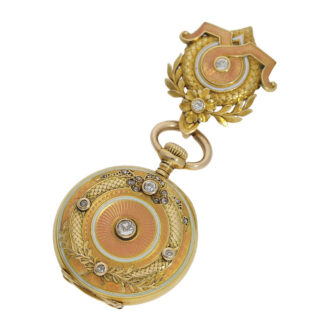 Swiss gold, enamel and diamond-set Art Nouveau watch Circa 1906