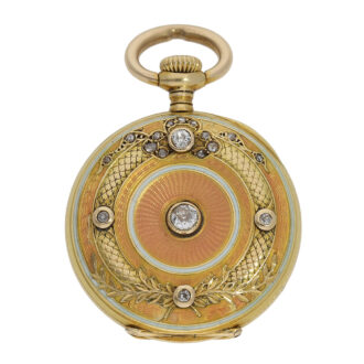 Swiss gold, enamel and diamond-set Art Nouveau watch Circa 1906