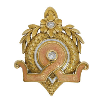 Swiss gold, enamel and diamond-set Art Nouveau watch Circa 1906