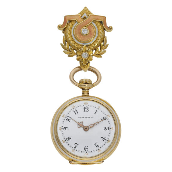 Swiss gold, enamel and diamond-set Art Nouveau watch Circa 1906 Swiss gold, enamel and diamond-set Art Nouveau watch Circa 1906