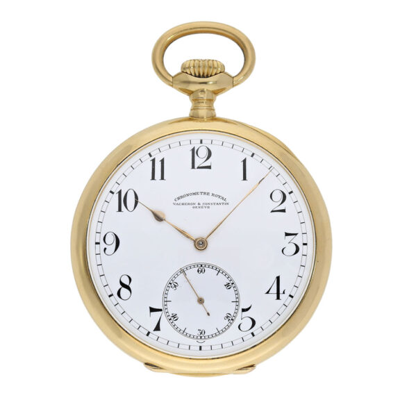 Impressive Swiss 18K gold open faced pocket chronometer Circa 1915