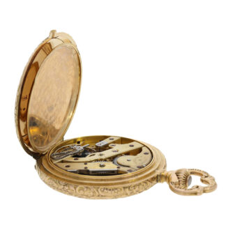 Swiss gold hunting cased lever Renaissance watch Circa 1890