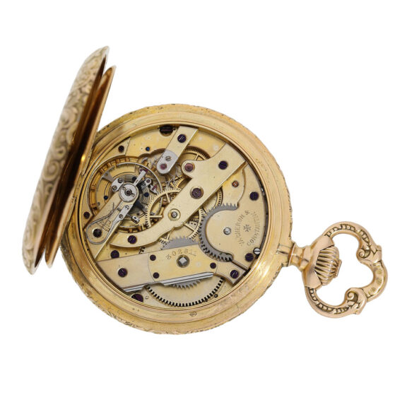 Swiss gold hunting cased lever Renaissance watch Circa 1890 Swiss gold hunting cased lever Renaissance watch Circa 1890