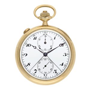 Swiss gold split-seconds chronograph with register Circa 1920
