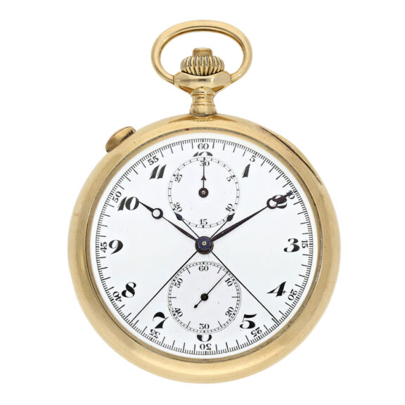 Swiss gold split-seconds chronograph with register Circa 1920 Swiss gold split-seconds chronograph with register Circa 1920