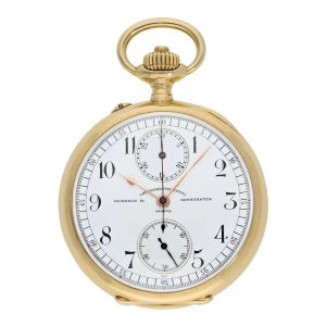 Swiss gold chronograph pocket chronometer with register Circa 1906
