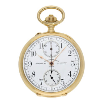 Swiss gold chronograph pocket chronometer with register Circa 1906
