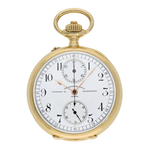 Swiss gold chronograph pocket chronometer with register Circa 1906