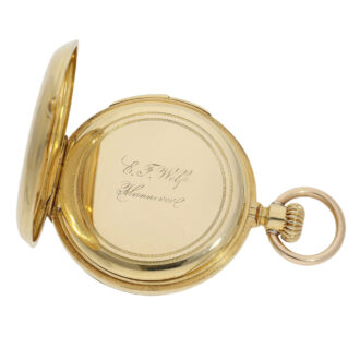 Early Swiss gold half-quarter repeating lever watch Circa 1875 Early Swiss gold half-quarter repeating lever watch Circa 1875