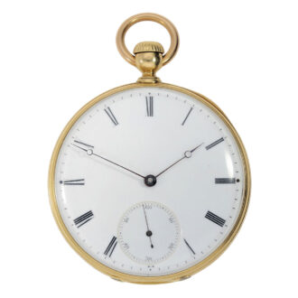 Early Swiss 18K gold open faced lever pocket watch Circa 1858