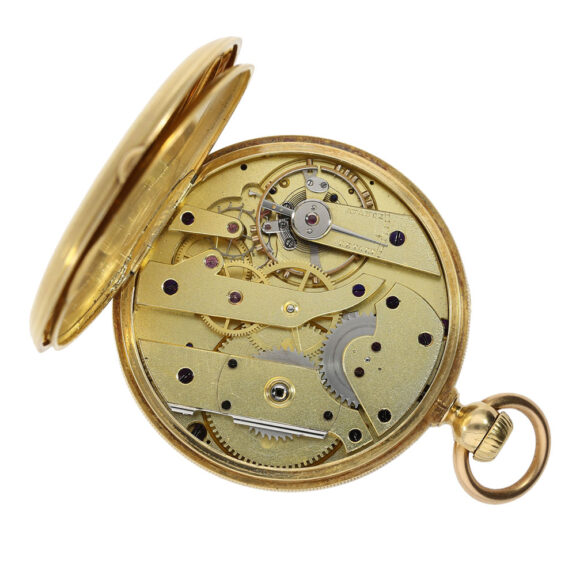 Early Swiss 18K gold open faced lever pocket watch Circa 1858 Early Swiss 18K gold open faced lever pocket watch Circa 1858