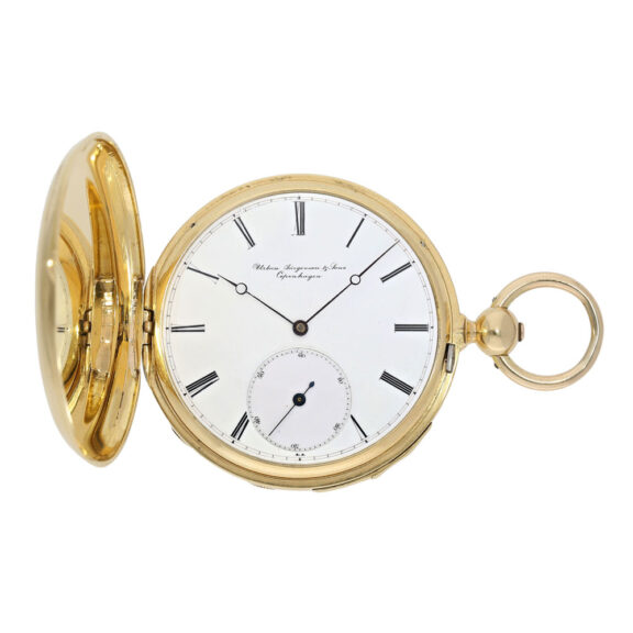 Early Danish gold hunting cased repeating lever Circa 1870 Early Danish gold hunting cased repeating lever Circa 1870