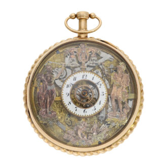 Swiss 18K rose gold skeletonized Jacquemart automaton Circa 1790