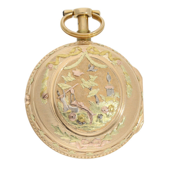 Swiss gold triple cased quarter repeating verge watch Circa 1750 Swiss gold triple cased quarter repeating verge watch Circa 1750