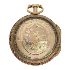 Swiss gold triple cased quarter repeating verge watch Circa 1750