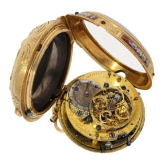 Early French gold quarter repeating repoussé verge Circa 1760