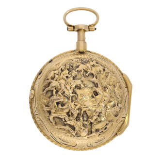 Early French gold quarter repeating repoussé verge Circa 1760