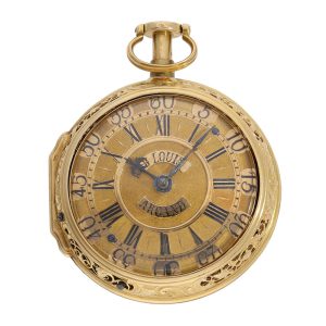 French gold pair cased repeating repoussé verge Circa 1725
