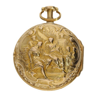 French gold pair cased repeating repoussé verge Circa 1725 French gold pair cased repeating repoussé verge Circa 1725
