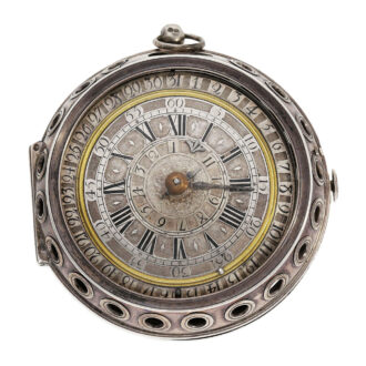 Swiss silver verge with alarm and rotating date display Circa 1690