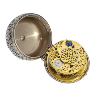Swiss silver verge with alarm and rotating date display Circa 1690